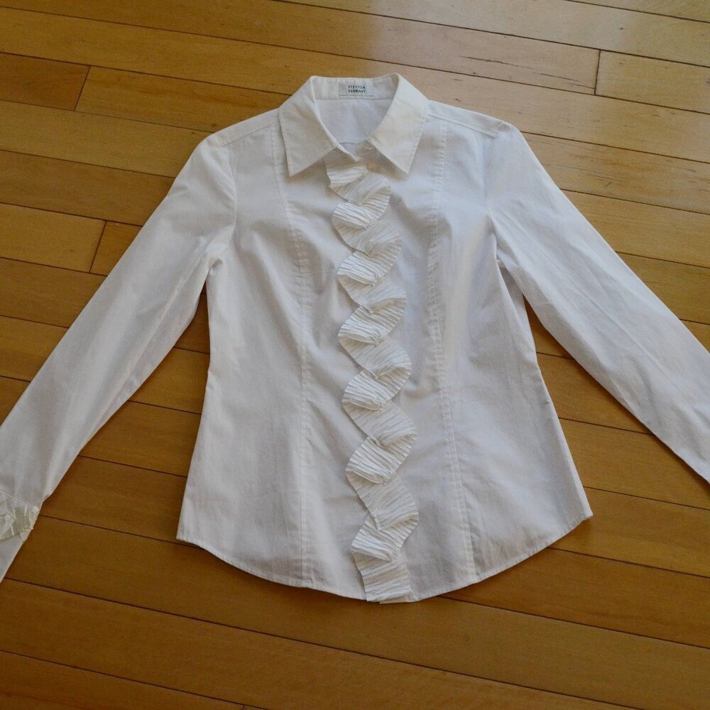 Steffen Schraut ruffle blouse white Size 36 US XS/S